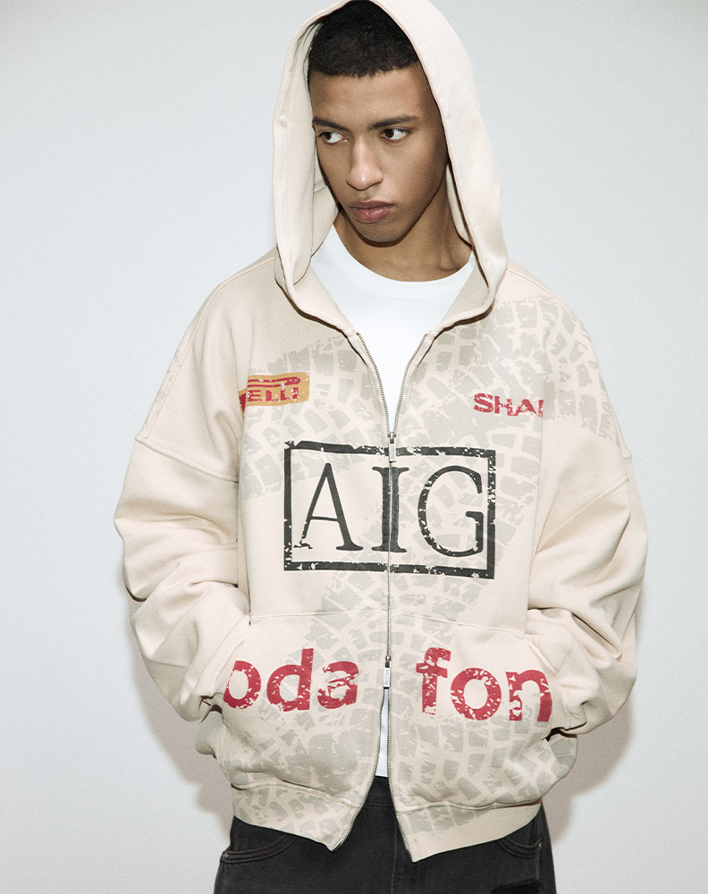 Зип-худи грязно-бежевого цвета “Parrain de Souvenirs”