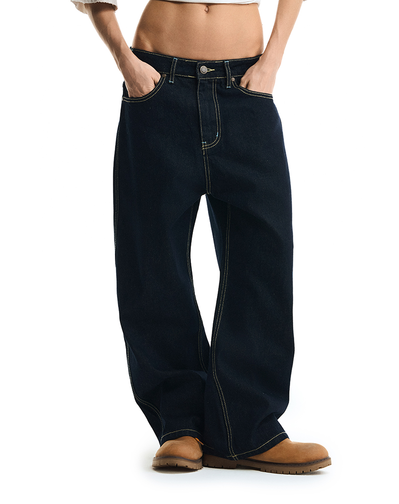 Синие оверсайз джинсы из сырого денима "Patrimoine"