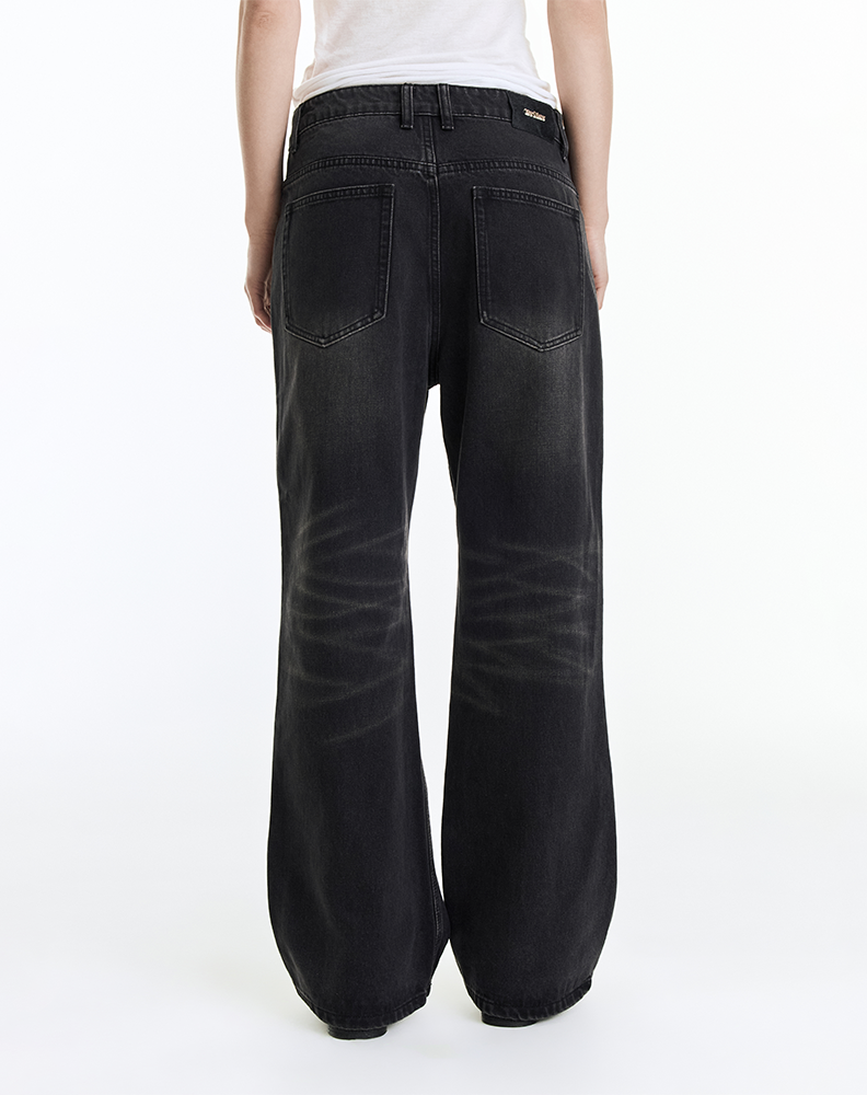 Джинсы «Клёш» чёрные с эффектом варки