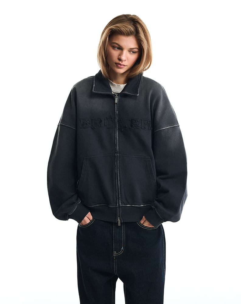 Свитшот на молнии чёрного цвета “Pas de capuche”