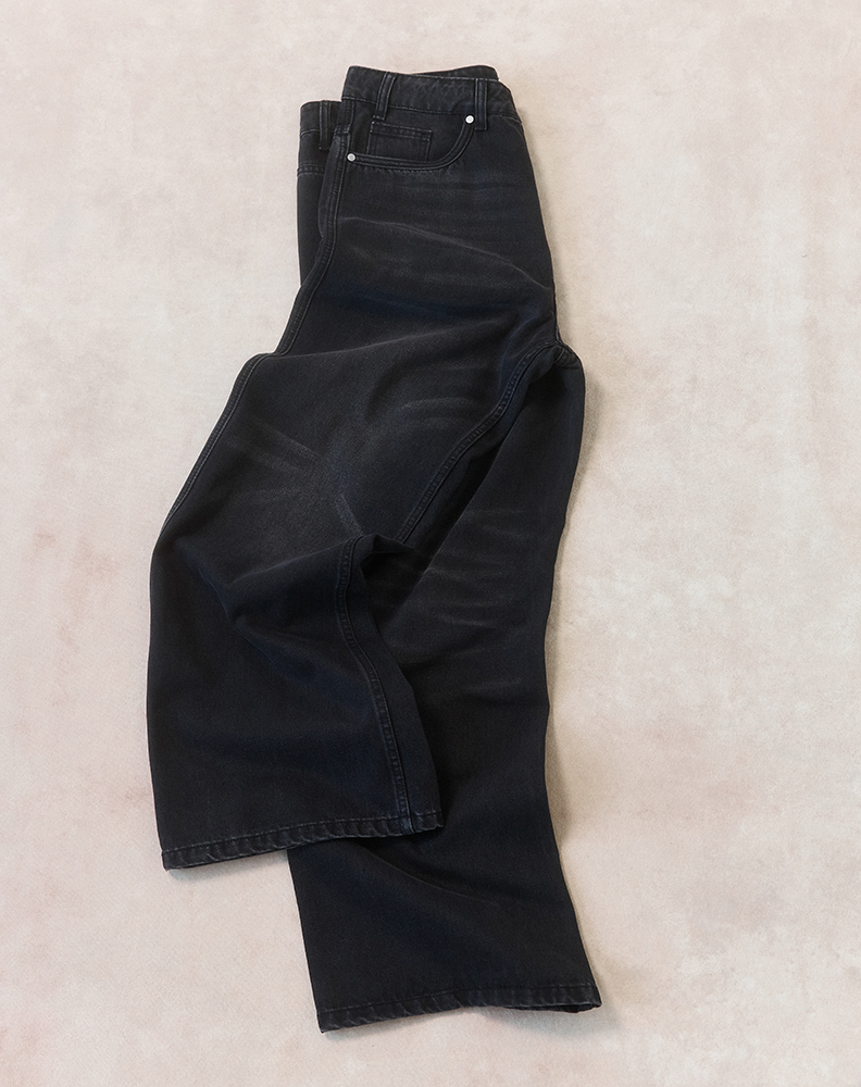 Джинсы «Клёш» чёрные с эффектом варки