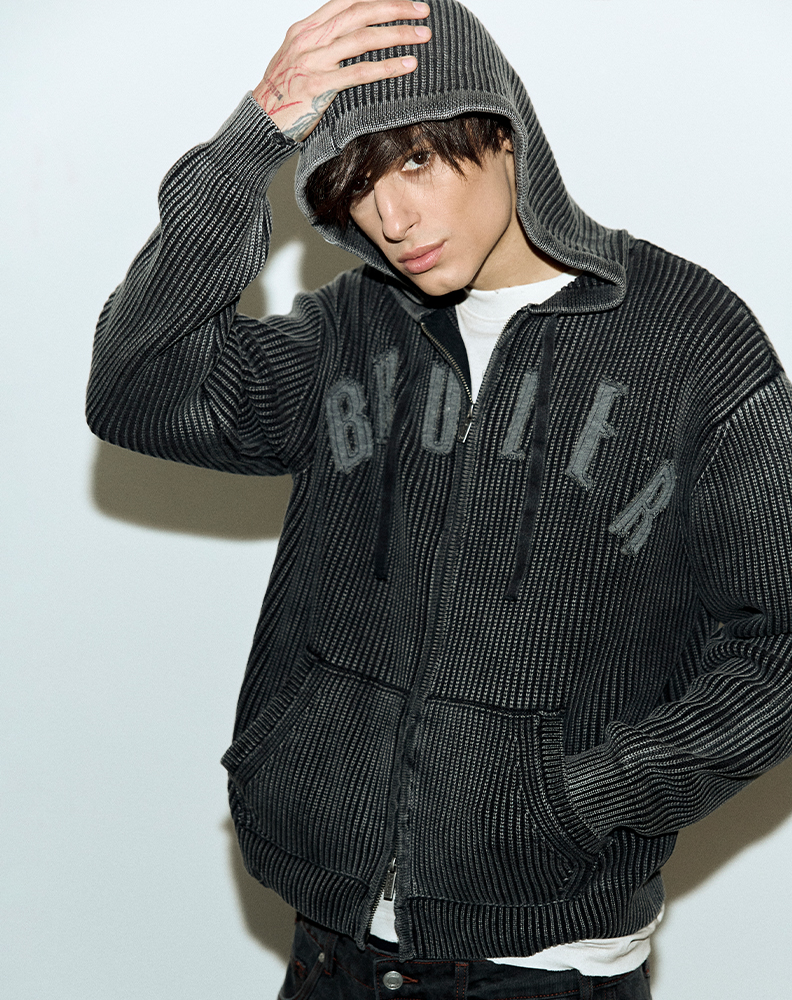 Вязаный зип-худи чёрного цвета “Blesser”