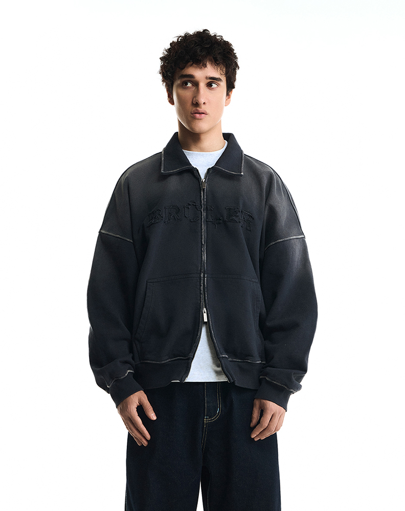 Свитшот на молнии чёрного цвета “Pas de capuche”