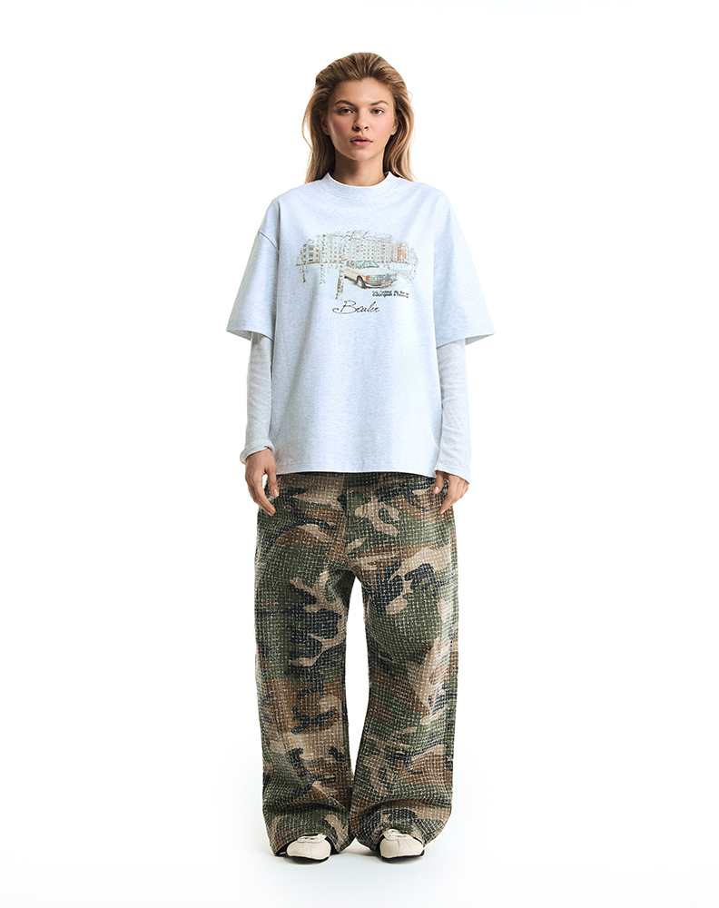 Оверсайз футболка серого цвета “Cour de la maison”