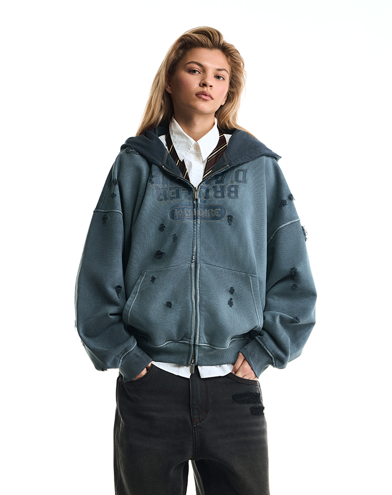 Зип-худи серого цвета “Inversé”