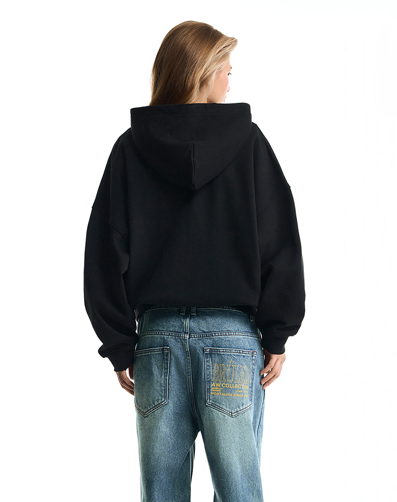 Оверсайз худи черного цвета “Désolé maman”