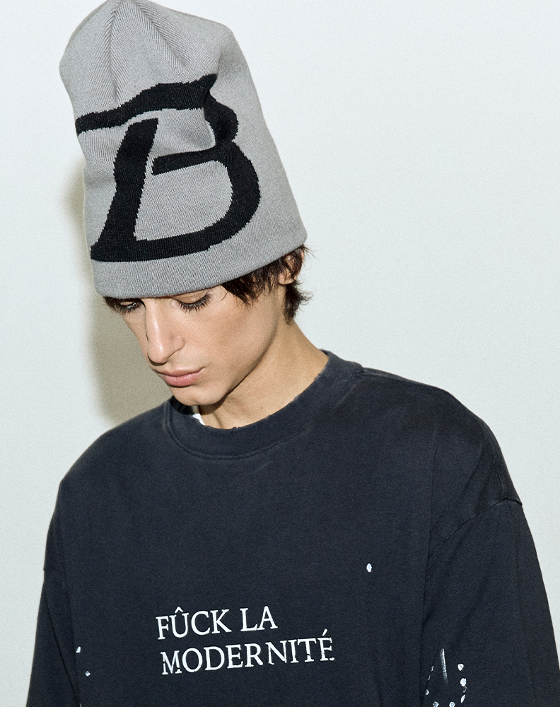 Серая вязаная шапка “Signature”