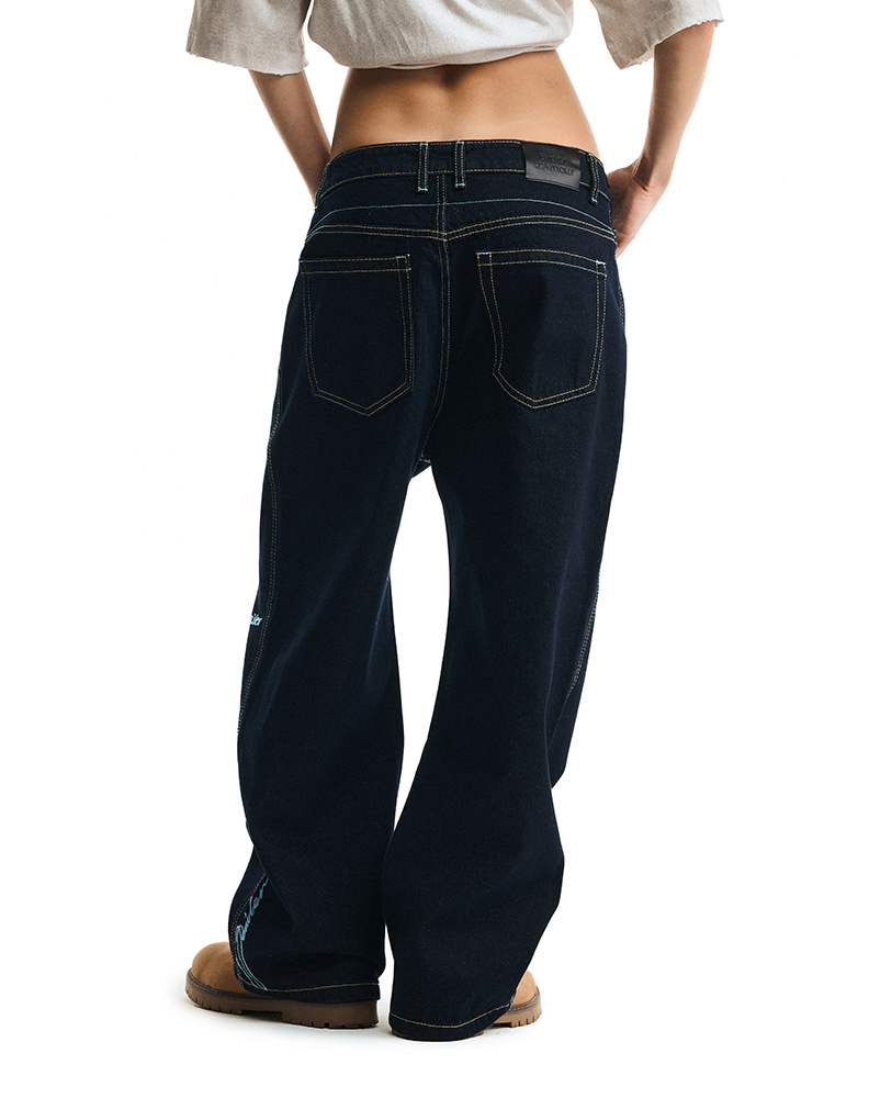 Синие оверсайз джинсы из сырого денима "Patrimoine"