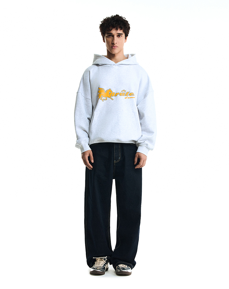 Оверсайз худи серого меланжевого цвета “Pégase”