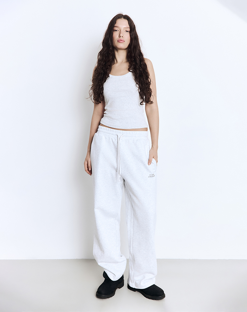 Серые оверсайз брюки "Базовый лого 02"