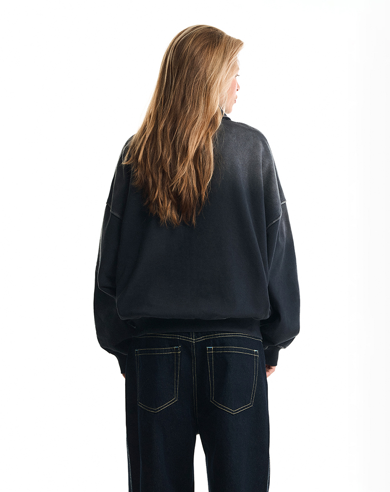 Свитшот на молнии чёрного цвета “Pas de capuche”