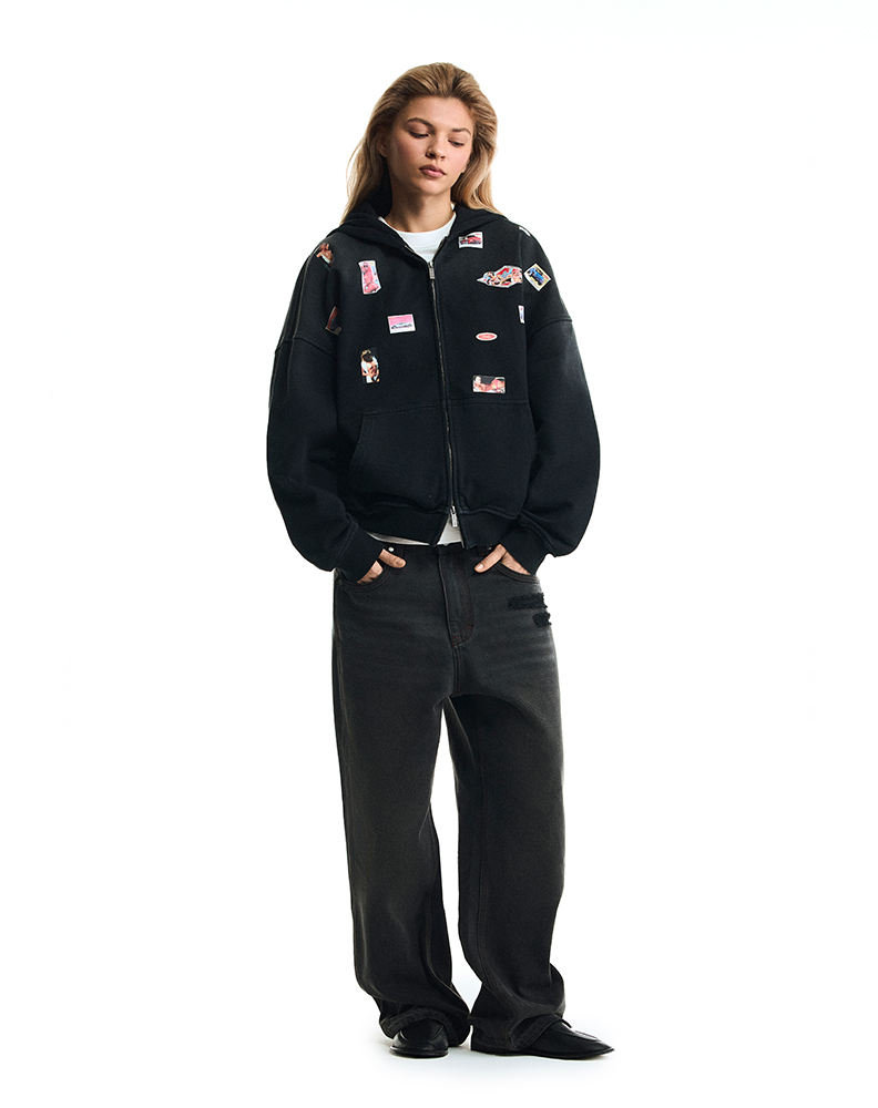 Зип-худи графитового цвета “Autocollant”